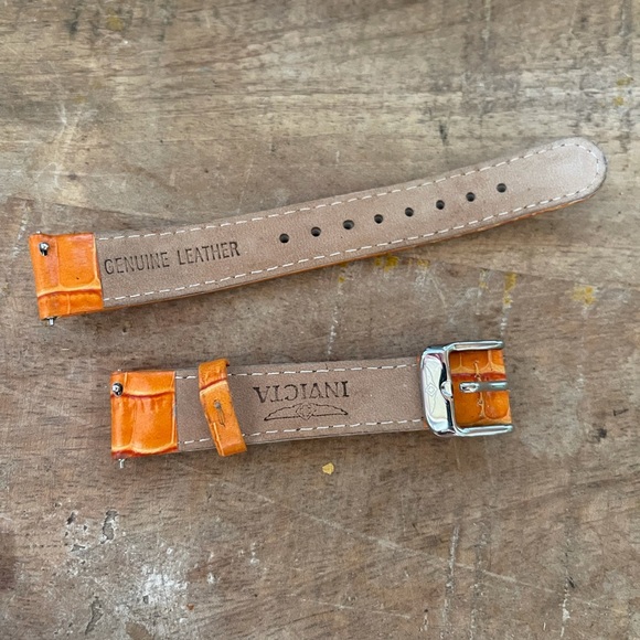 invicta quick release Brown orange leather band - Picture 3 of 3